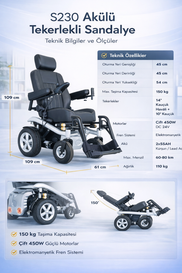 Scuba S230 Multi Fonksiyonel Akülü Tekerlekli Sandalye
