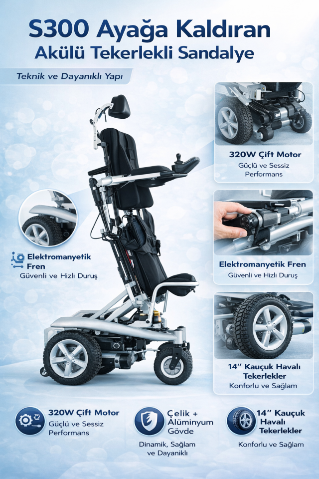 Scuba S300 Ayaga Kaldıran Akülü Tekerlekli Sandalye