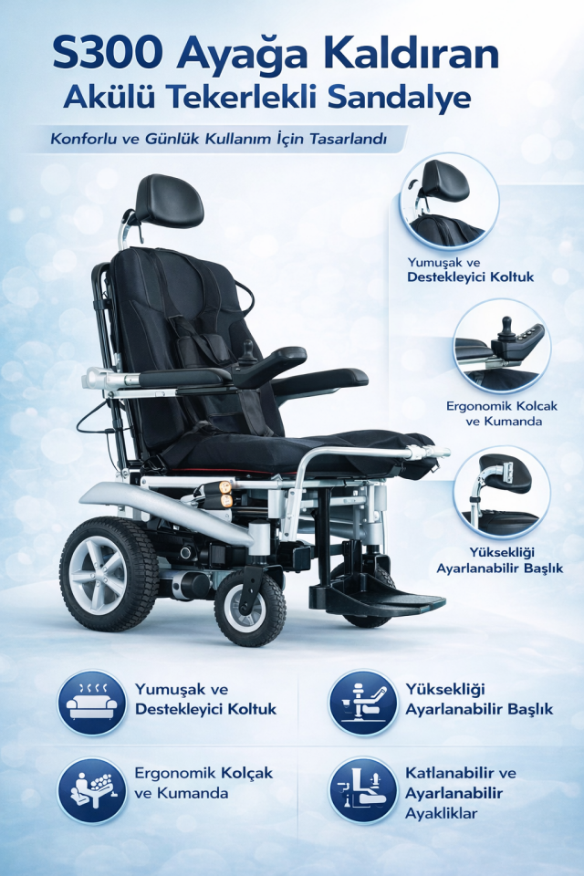 Scuba S300 Ayaga Kaldıran Akülü Tekerlekli Sandalye