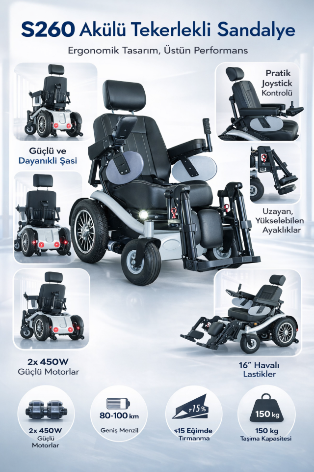 Scuba S260 Multi Fonksiyonel Akülü Tekerlekli Sandalye