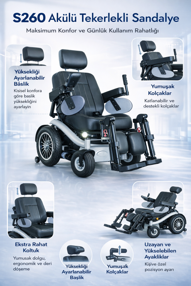 Scuba S260 Multi Fonksiyonel Akülü Tekerlekli Sandalye