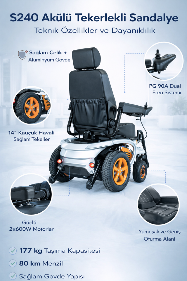 Scuba S240 Multi Fonksiyonel Akülü Tekerlekli Sandalye