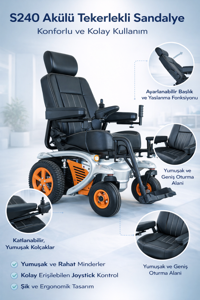 Scuba S240 Multi Fonksiyonel Akülü Tekerlekli Sandalye