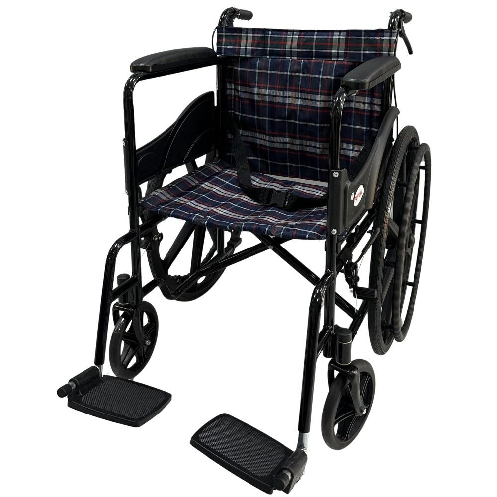 Poylin P100E Ekonomik Tekerlekli Sandalye (Ekose Kumaş)