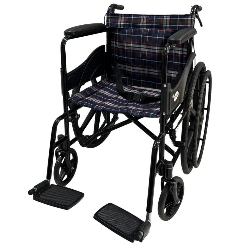 Poylin P100E Ekonomik Tekerlekli Sandalye (Ekose Kumaş)
