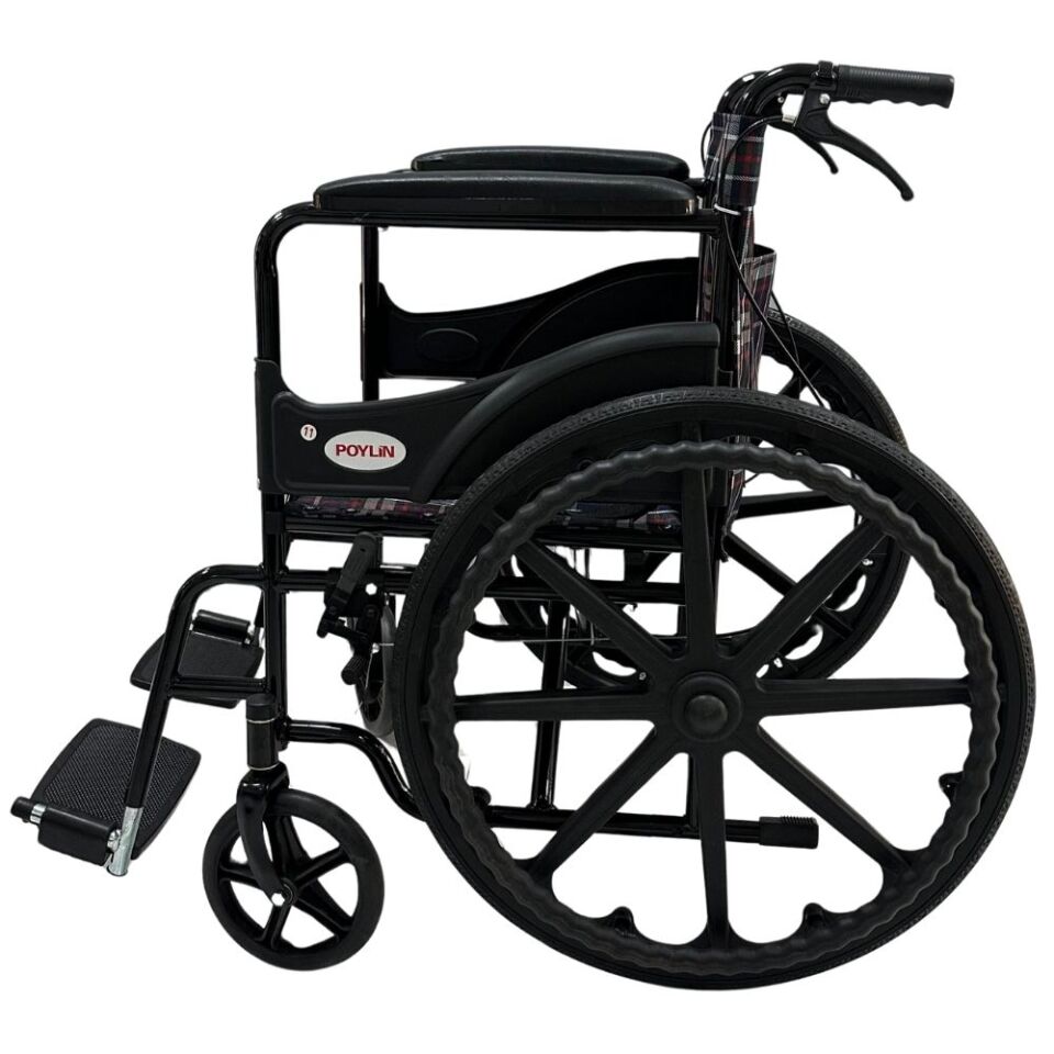 Poylin P100E Ekonomik Tekerlekli Sandalye (Ekose Kumaş)