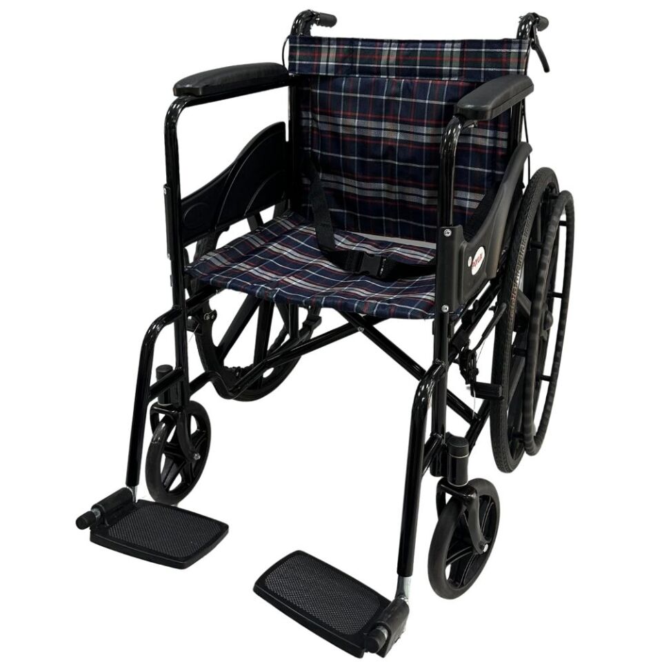Poylin P100E Ekonomik Tekerlekli Sandalye (Ekose Kumaş)