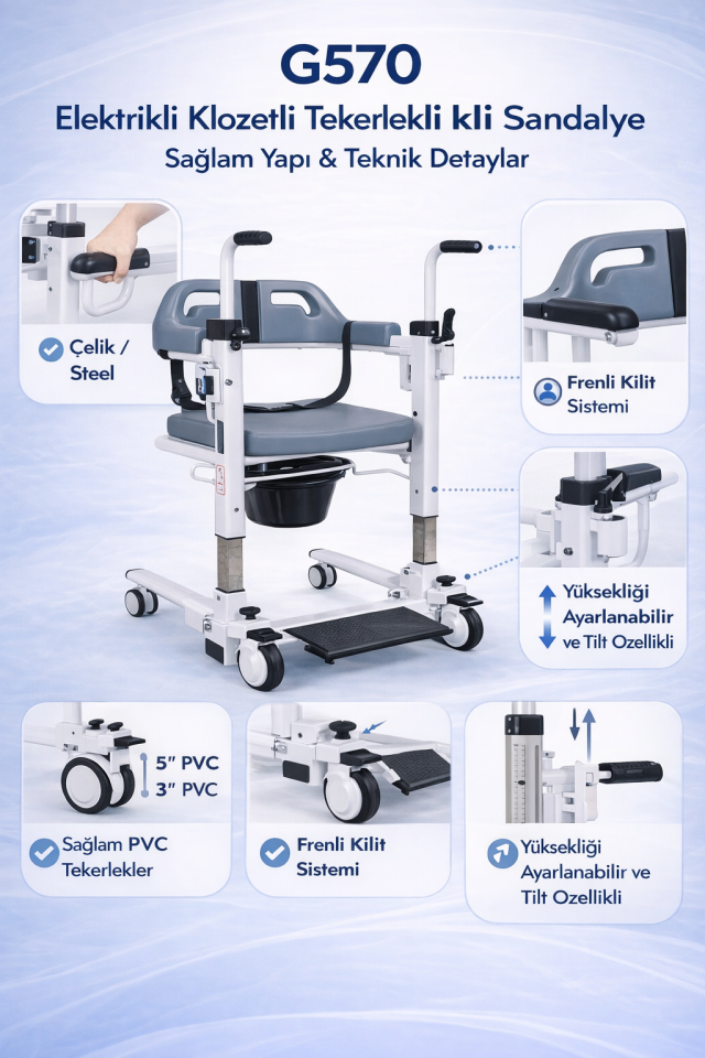 Golfi G570 Elektrikli Klozetli Transfer Sandalyesi