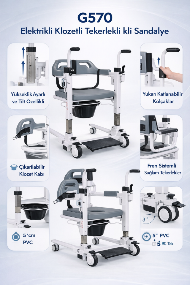 Golfi G570 Elektrikli Klozetli Transfer Sandalyesi
