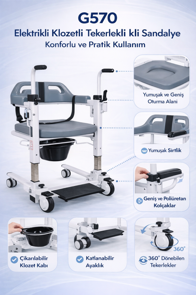 Golfi G570 Elektrikli Klozetli Transfer Sandalyesi