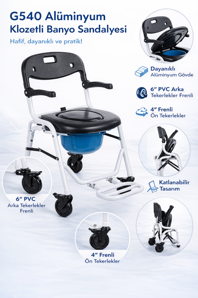 Golfi G540 Alüminyum Klozetli Banyo Sandalyesi