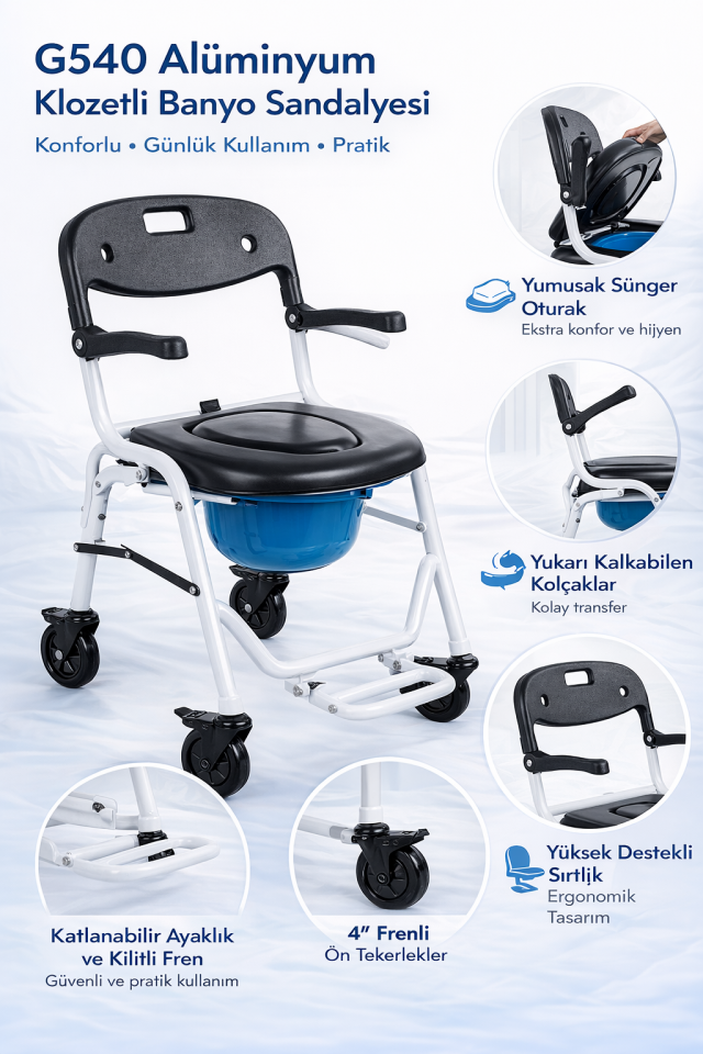 Golfi G540 Alüminyum Klozetli Banyo Sandalyesi