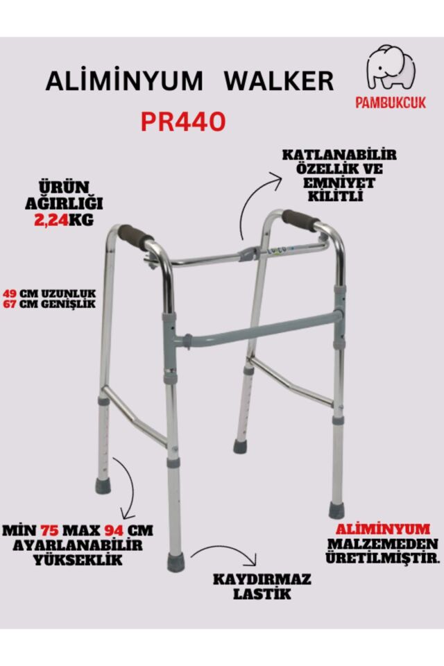 Alüminyum Hareketli Yürüteç / Alüminyum Walker PR-440