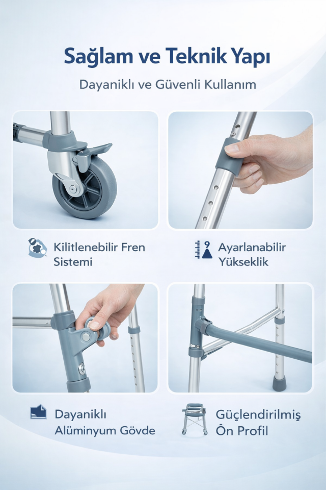 Alüminyum Hareketli Yürüteç / Alüminyum Walker PR-440