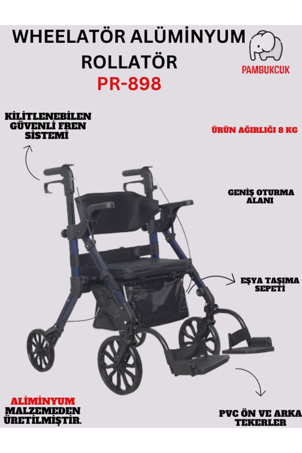Wheelatör Alüminyum Rolatör Walker Yürüteç PR-898