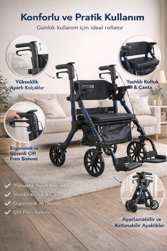 Wheelatör Alüminyum Rolatör Walker Yürüteç PR-898