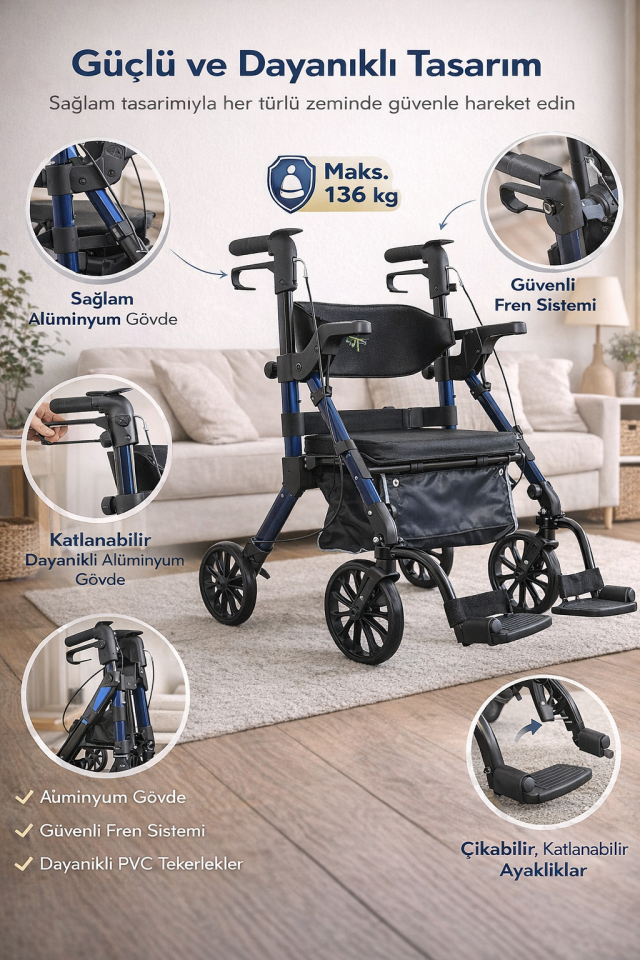 Wheelatör Alüminyum Rolatör Walker Yürüteç PR-898