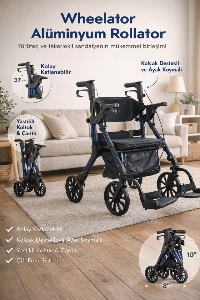 Wheelatör Alüminyum Rolatör Walker Yürüteç PR-898