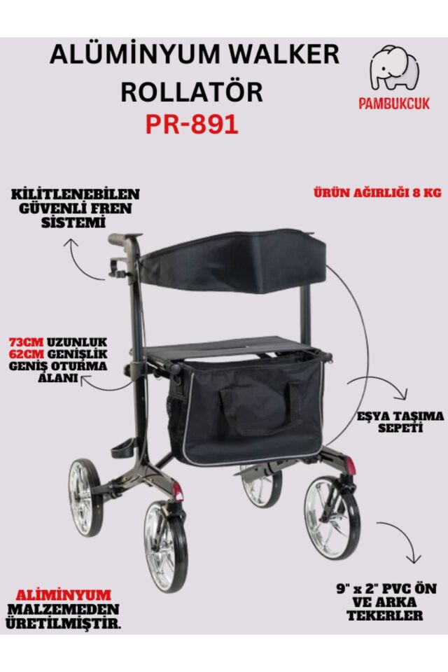 Alüminyum Walker Rolatör Yürüteç PR-891