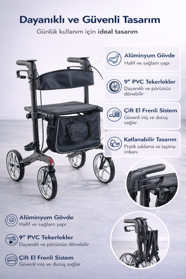 Alüminyum Walker Rolatör Yürüteç PR-891