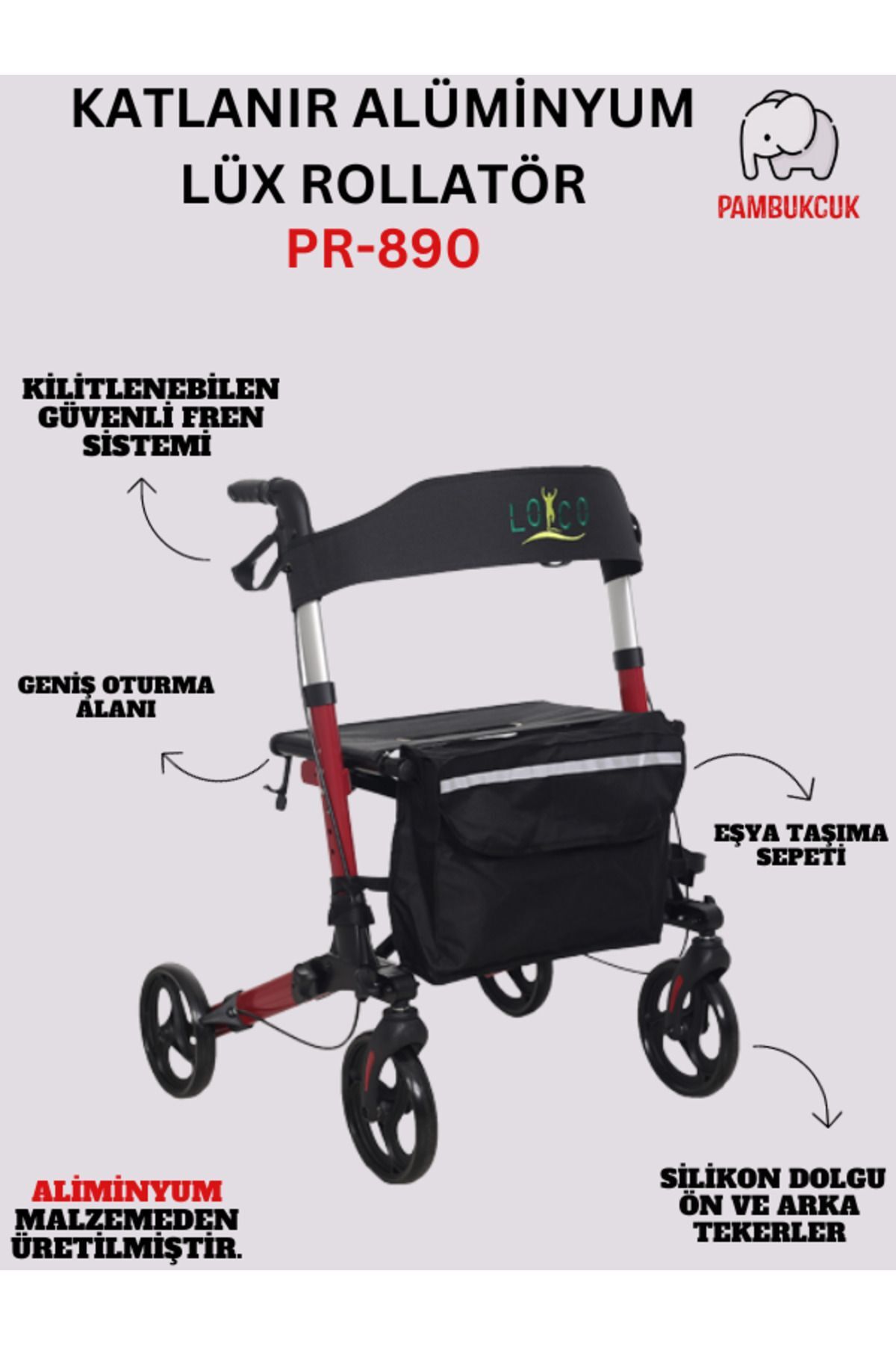 Alüminyum Lüx Rolatör Walker Yürüteç PR-890
