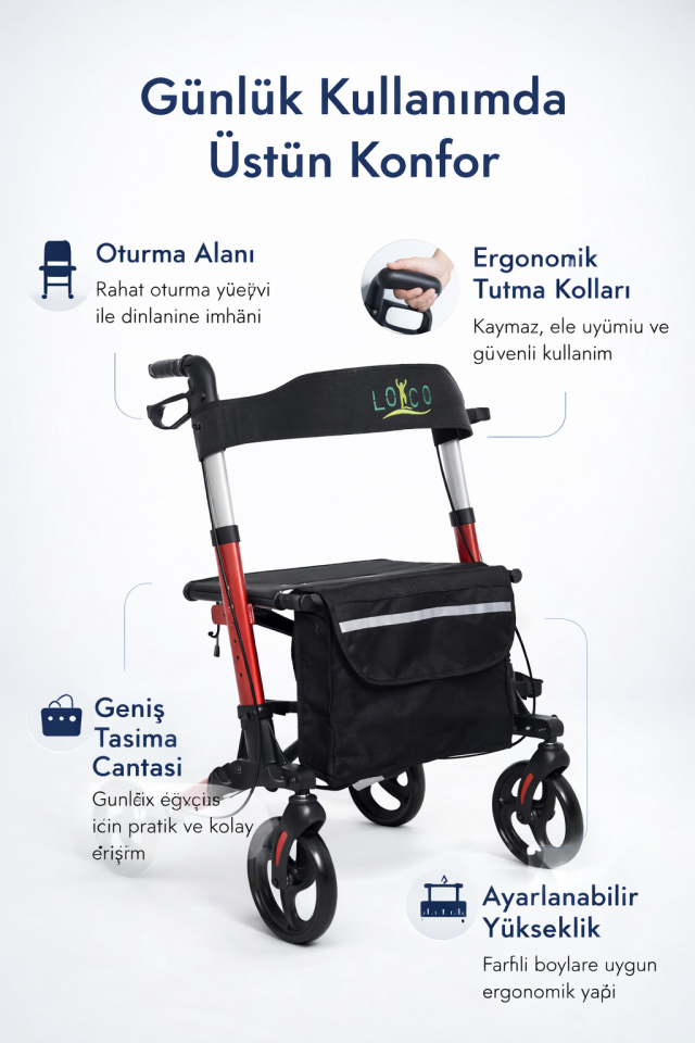 Alüminyum Lüx Rolatör Walker Yürüteç PR-890