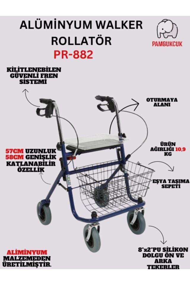 Alimnyum Walker Rolatör PR-882