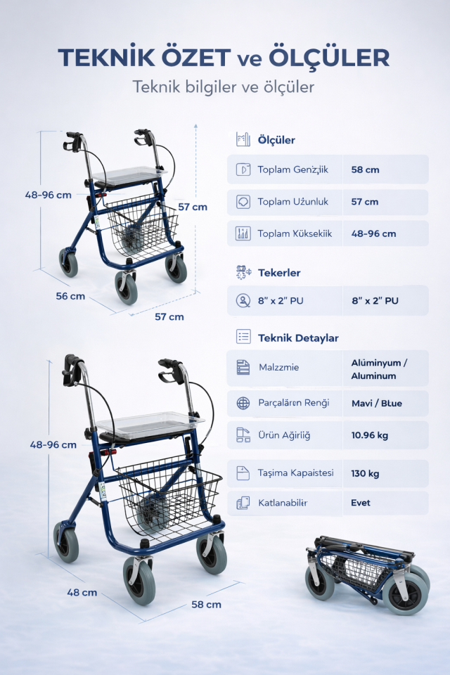Alimnyum Walker Rolatör PR-882