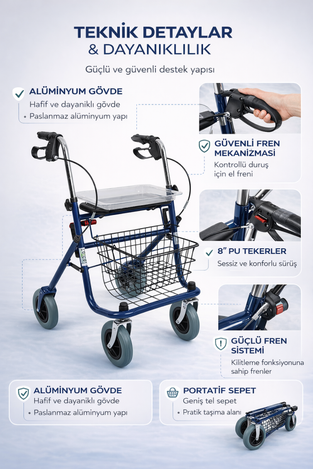 Alimnyum Walker Rolatör PR-882