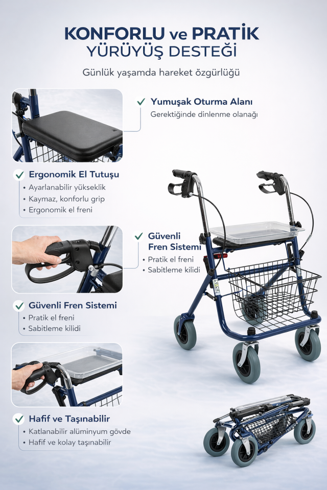 Alimnyum Walker Rolatör PR-882