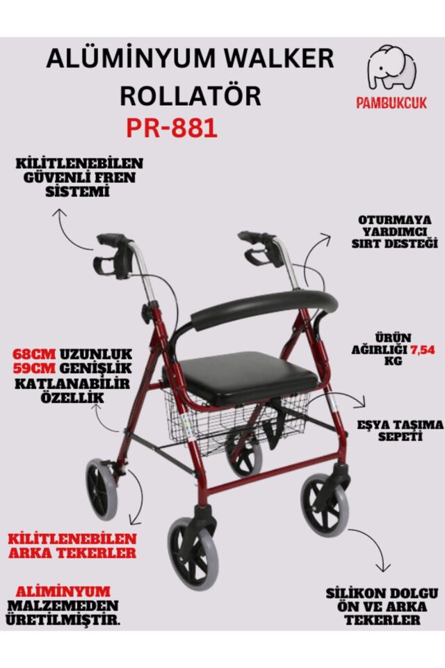 Alüminyum Walker Rolatör PR-881