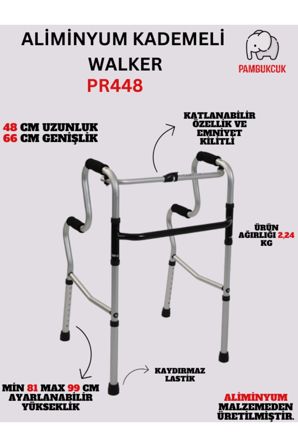 Alüminyum Kademeli Walker / Alüminyum Kademeli Yürüteç PR-448