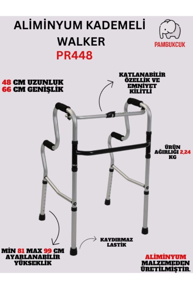 Alüminyum Kademeli Walker / Alüminyum Kademeli Yürüteç PR-448