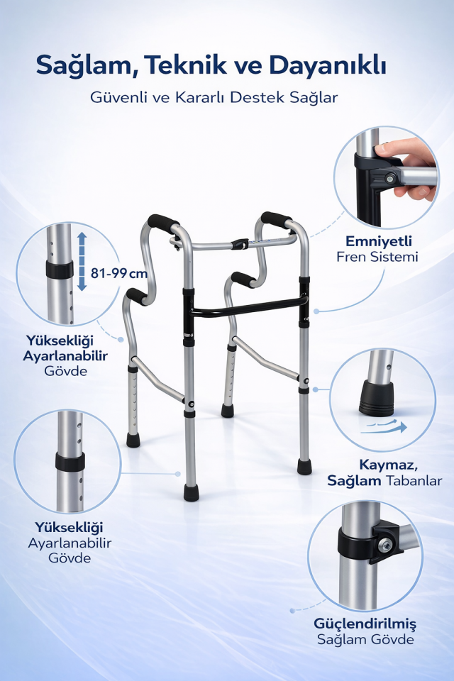 Alüminyum Kademeli Walker / Alüminyum Kademeli Yürüteç PR-448