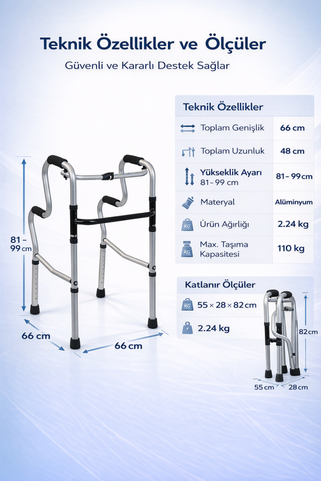 Alüminyum Kademeli Walker / Alüminyum Kademeli Yürüteç PR-448
