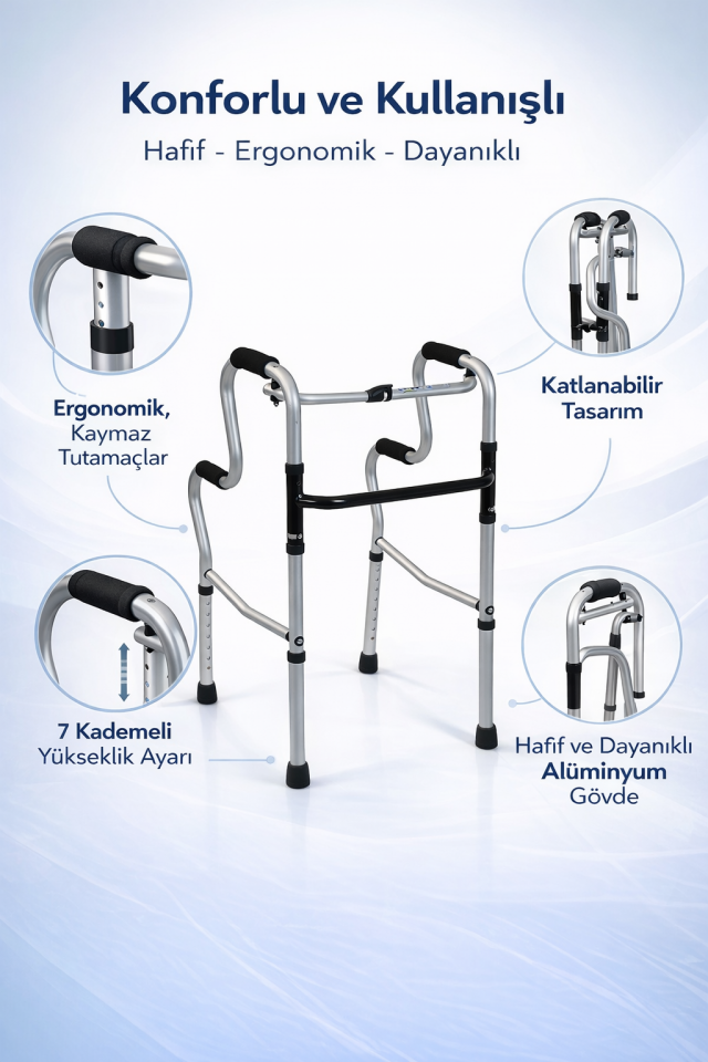 Alüminyum Kademeli Walker / Alüminyum Kademeli Yürüteç PR-448