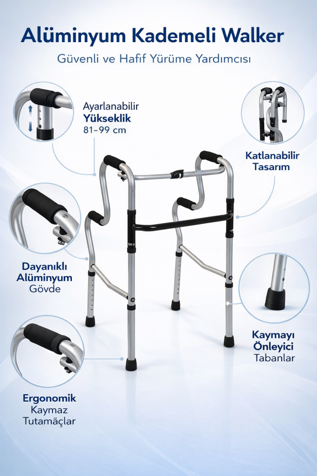 Alüminyum Kademeli Walker / Alüminyum Kademeli Yürüteç PR-448