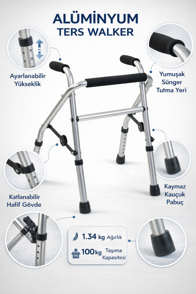 Alüminyum Ters Walker / Alüminyum Ters Yürüteç PR-444