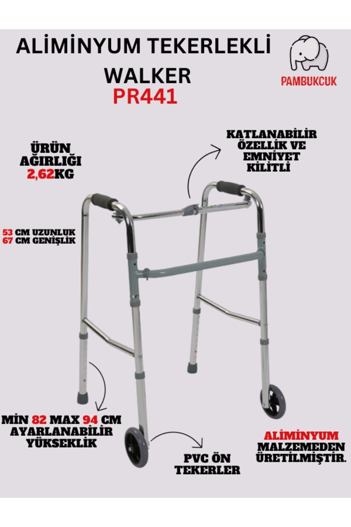 Alüminyum Tekerlekli Yürüteç / Alüminyum Walker PR-441