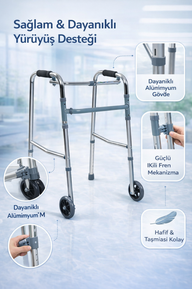 Alüminyum Tekerlekli Yürüteç / Alüminyum Walker PR-441