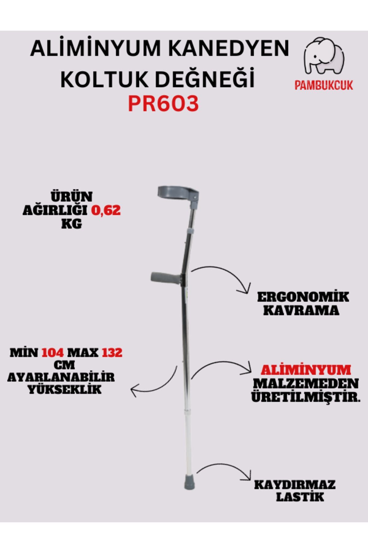 Gri Renk Aliminyum Kanedyen Koltuk Değneği PR-603