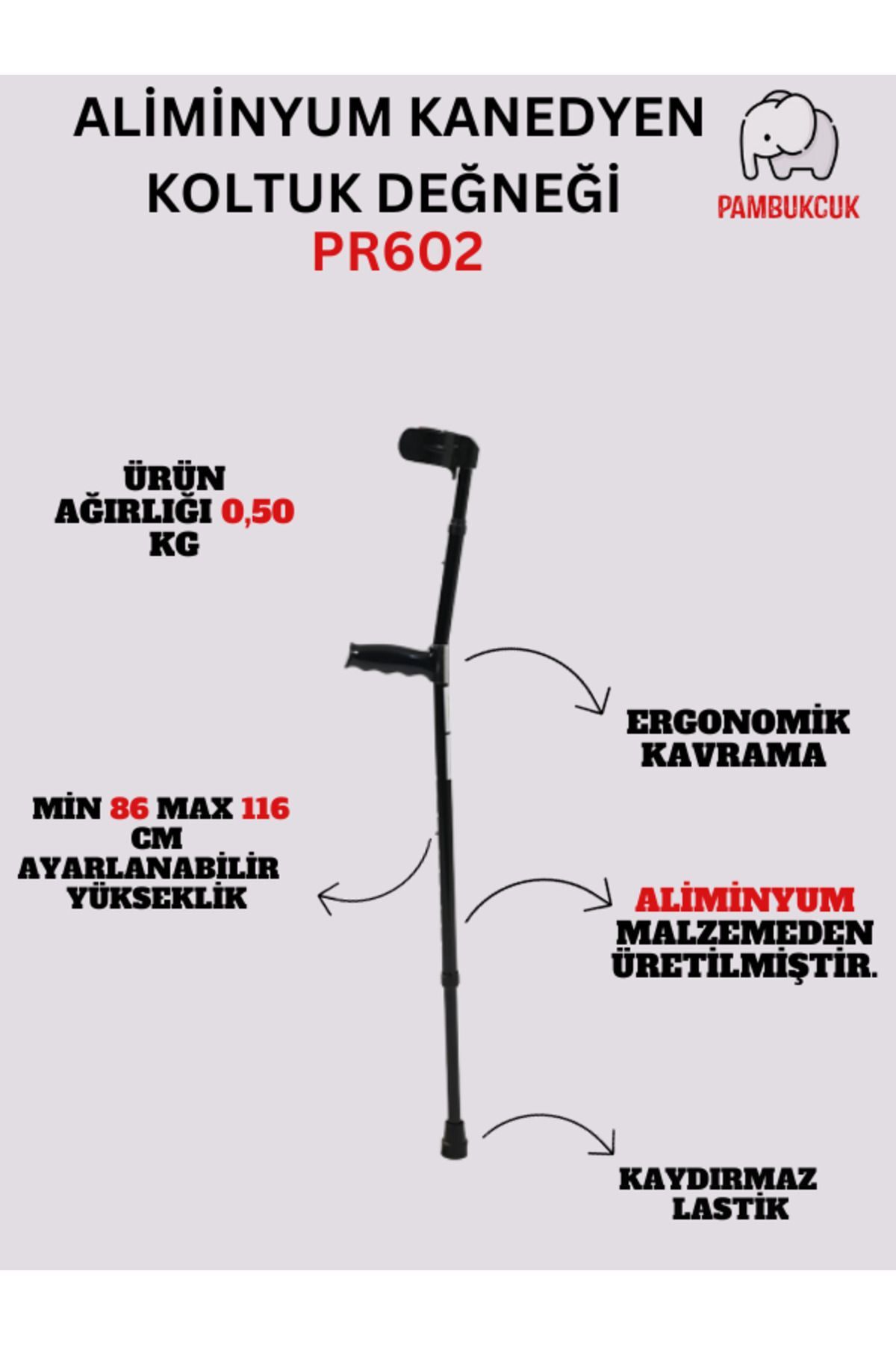 Siyah Renk Aliminyum Kanedyen Koltuk Değneği PR-602