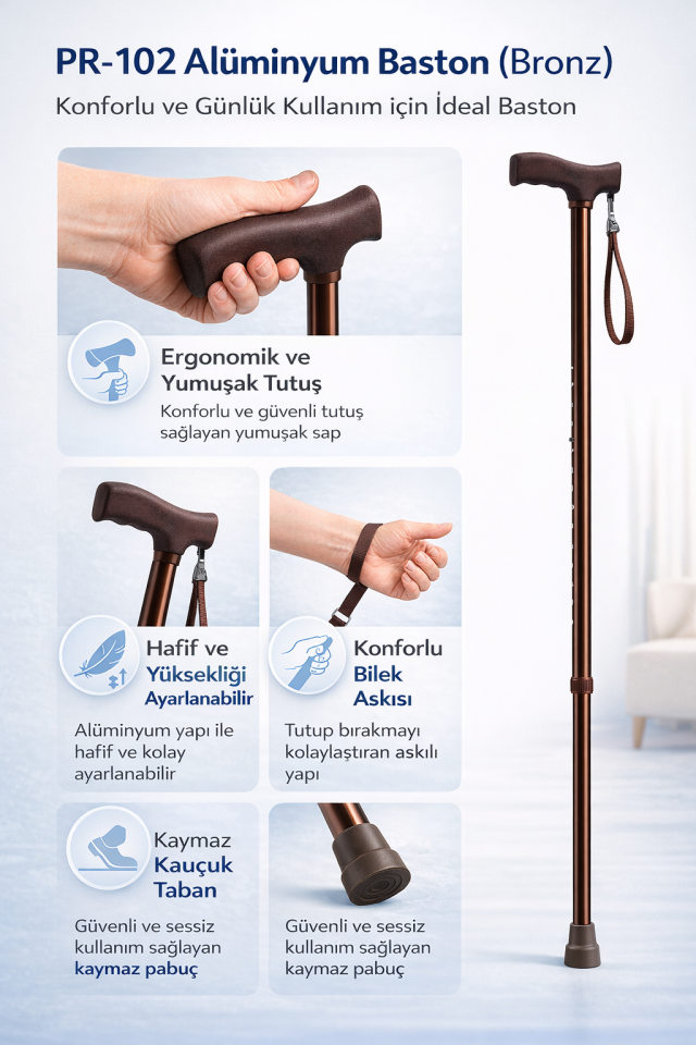Bronz Renk Aliminyum Baston PR-102