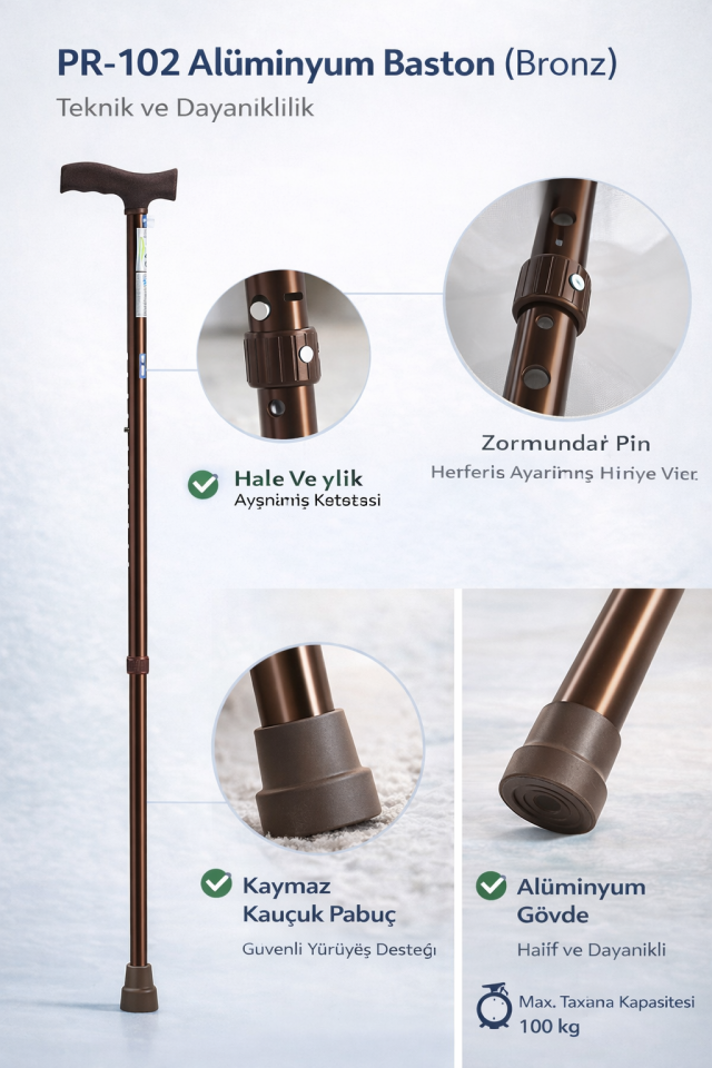 Bronz Renk Aliminyum Baston PR-102