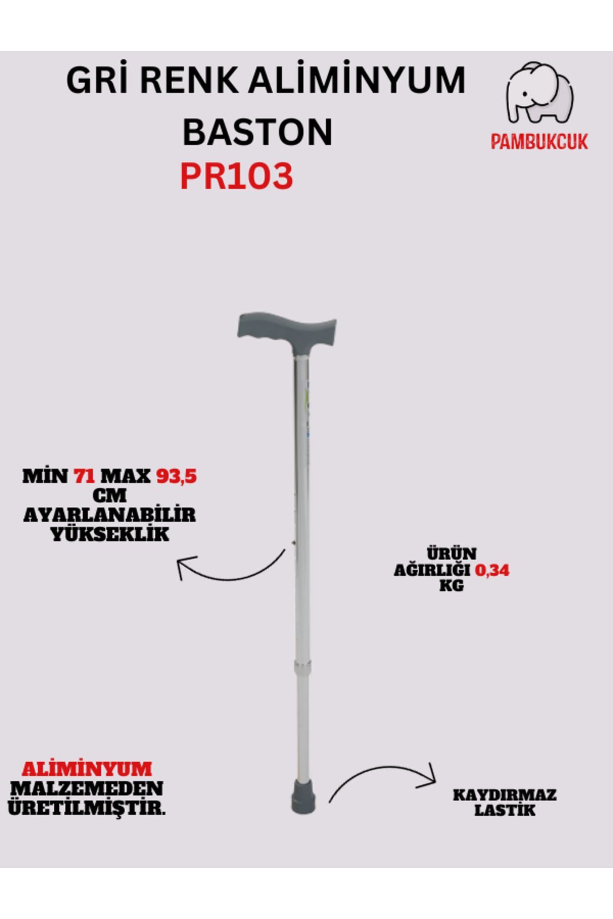 PR-103 Alüminyum Baston (Eloksallı)