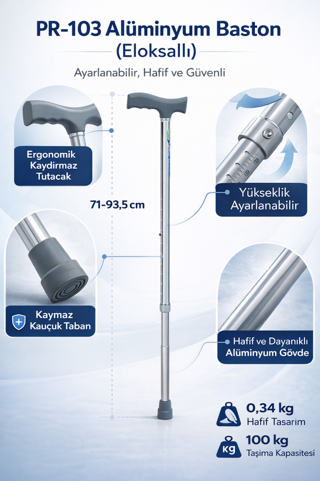 PR-103 Alüminyum Baston (Eloksallı)