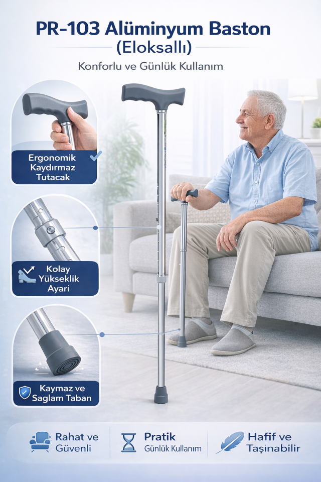 PR-103 Alüminyum Baston (Eloksallı)