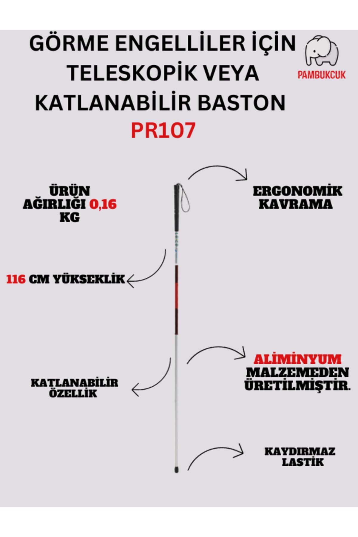 PR-107 Görme Engelliler için Teleskopik veya Katlanabilir Baston