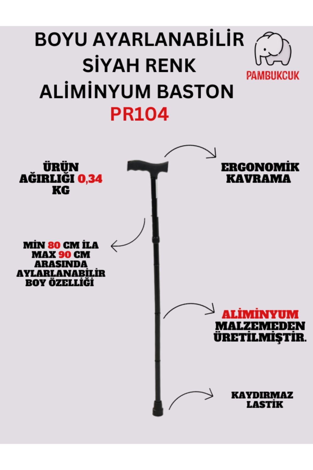 PR-104 Alüminyum Katlanır Baston (Siyah)