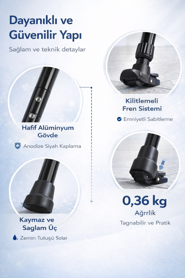 PR-104 Alüminyum Katlanır Baston (Siyah)